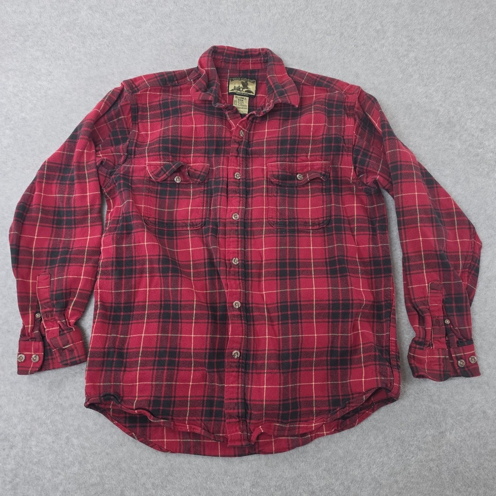 Field & Stream Mens XLT Red Buffalo Check Plaid Flannel Chamois Button Up Shirt